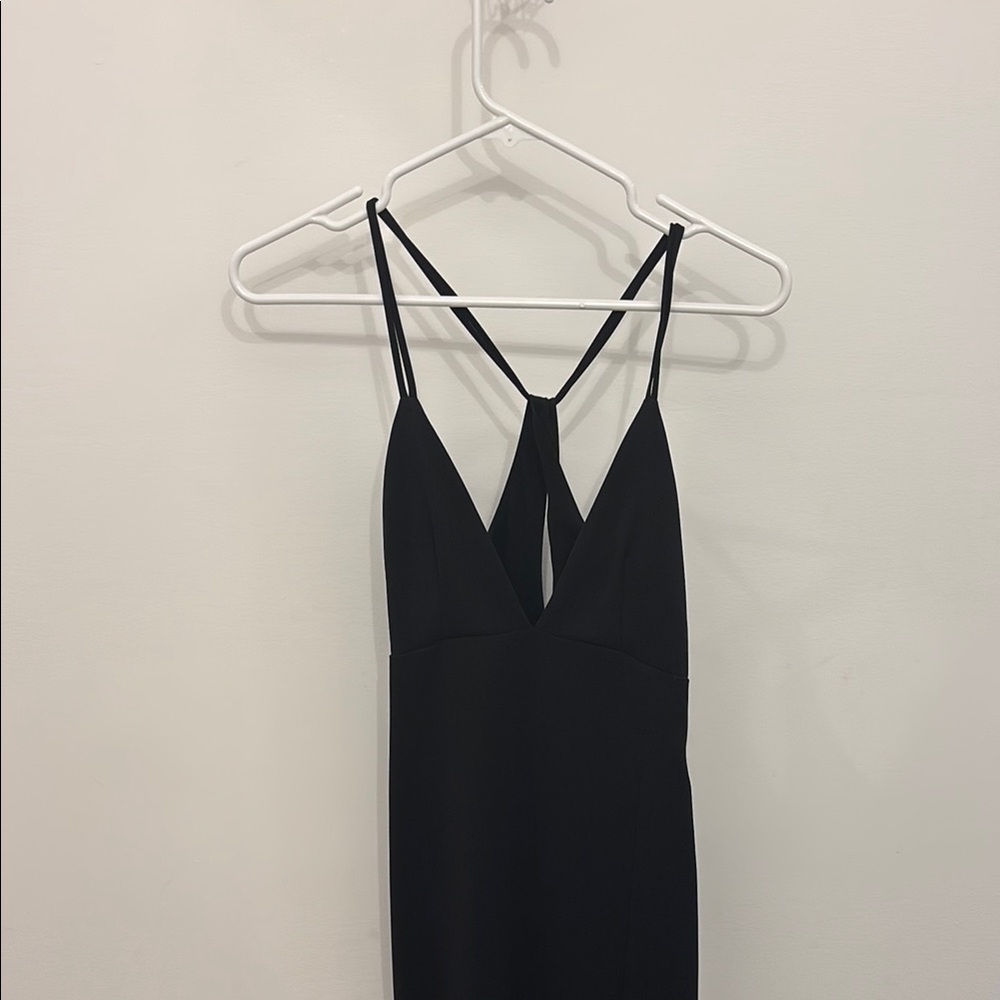Zara Black Slip Dress with Plunge Neckline and Spaghetti Straps